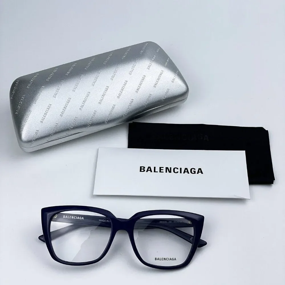 SALE! NEW Balenciaga BB0062O 006 Dark Blue Logo Square Women Eyeglasses - Picture 9 of 10